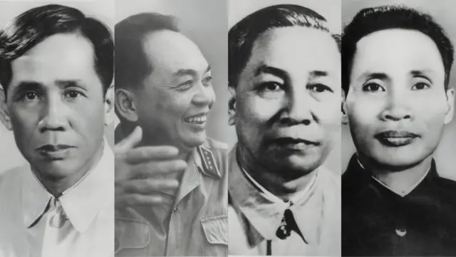 Một số thành viên của Bộ Chính trị khóa 3 (1960-1976): Lê Duẩn, Võ Nguyên Giáp, Lê Đức Thọ, Phạm Văn Đồng