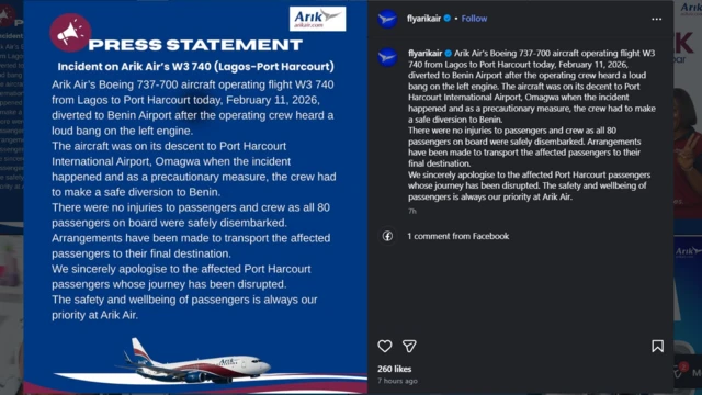 Foto of official statement from Airk Air
