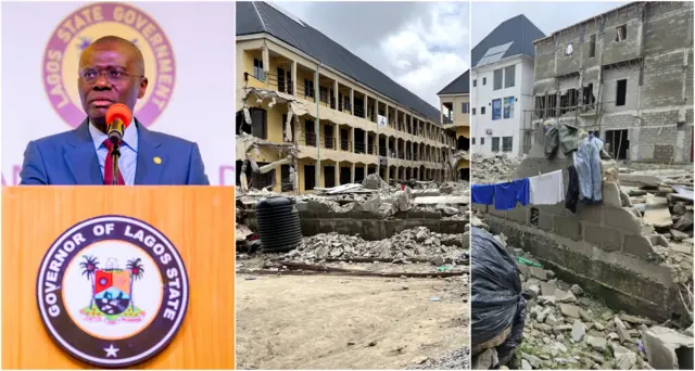 Gọvanọ Sanwolu yi uwe 'suit' nọrọ n'ihu igwe e ji ekwu okwu, ụlọ ndị a kuturu ụfọdụ akụkọ ahụ ya.