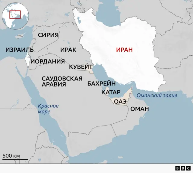 Карта Ирана и региона Персидского залива
