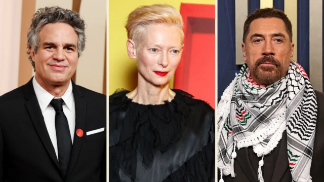 Sol tarafta Mark Ruffalo, ortada Tilda Swinton ve sağ tarafta Javier Bardem'in bulunduğu bir kolaj 