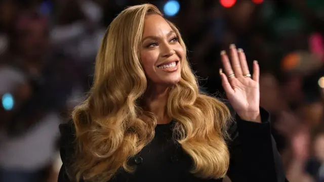 Beyonce during campaign rally wit Democraic presidential nominee, U.S. Vice President Kamala Harris, for Shell Energy Stadium on October 25, 2024, for Houston, Texas.