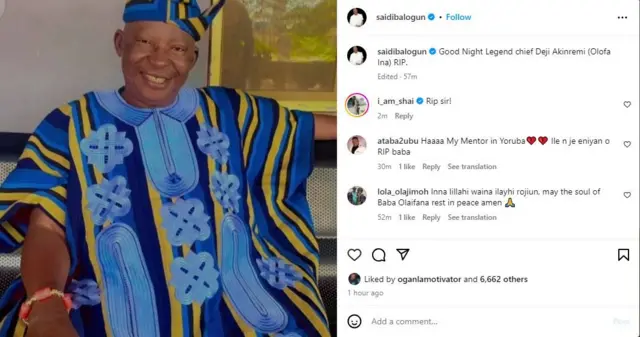 Aworan oju ewe Instagram Saidi BAlogun