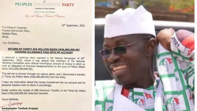 Aworan Arapaja ati iwe tokọ lati fi da owo pada