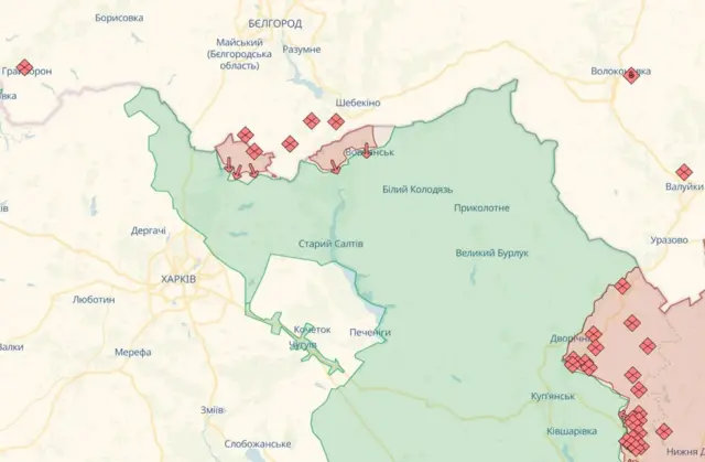 Зона бойових дій на Харківщині