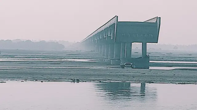 A photo of the bridge over the Ramganga river from which the car fell