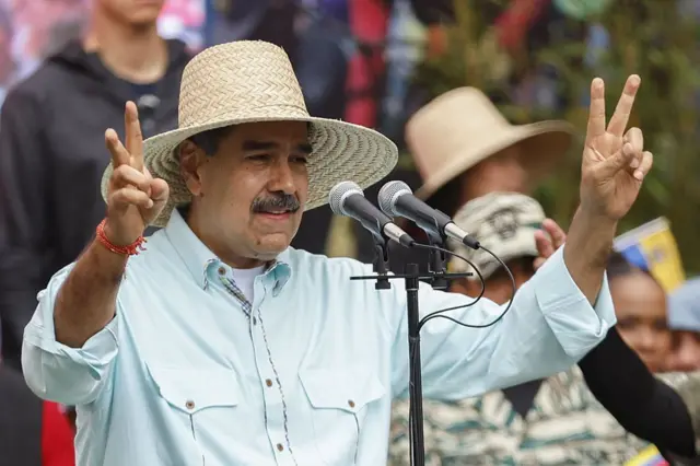 Nicolás Maduro hablando durante los festejos por el 166 aniversario de la Batalla de Santa Inés.