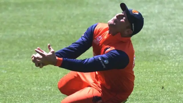 નેધરલૅન્ડના મર્વેએ દક્ષિણ આફ્રિકાના ડેવિડ મિલરનો શાનદાર કૅચ ઝડપ્યો હતો.