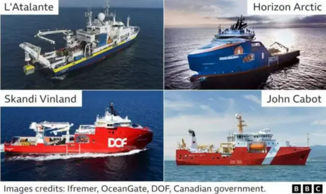 The vessels involved in the search