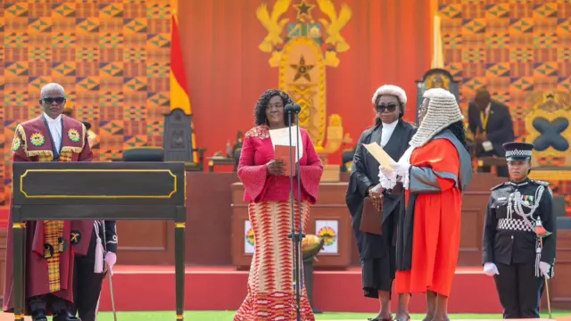 Prof Naana Jane Opoku-Agyemang swearing as vice president of Ghana