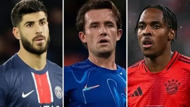 Marco Asensio, Ben Chilwell and Mathys Tel