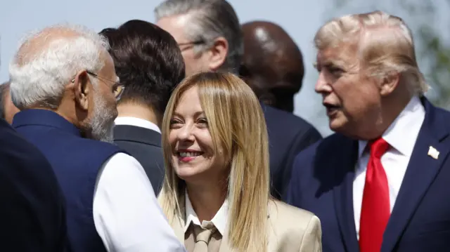 Đorđa Meloni, Narendra Modi i Donald Tramp