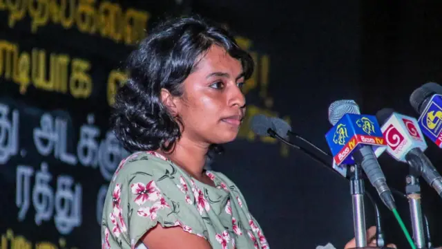 மக்கள் போராட்ட முன்னணியின் நிறைவேற்று குழு உறுப்பினர் சட்டத்தரணி சுஷ்திகா அருணலிங்கம்