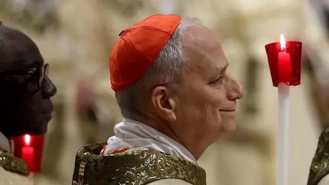 US cardinal Robert Francis Prevost attends the Easter Vigil Mass at St. Peter's Basilica on April 19, 2025