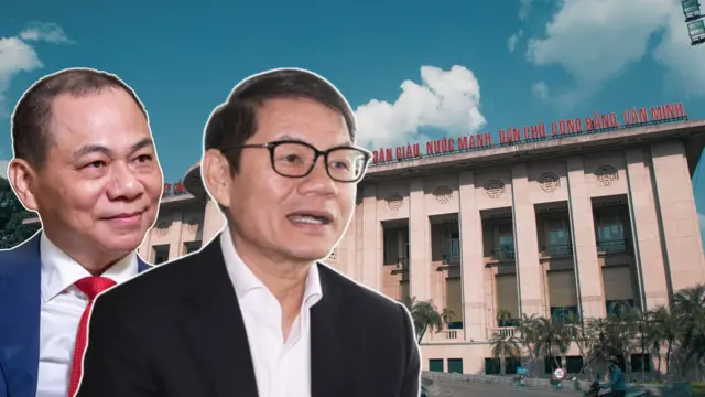 Ông chủ Vingroup Phạm Nhật Vượng (trái) và ông chủ THACO Trần Bá Dương 