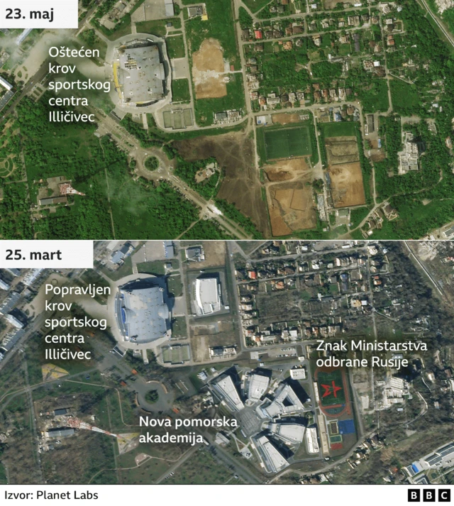 Satelitski snimci Marijupolja iz 2023. i 2025.