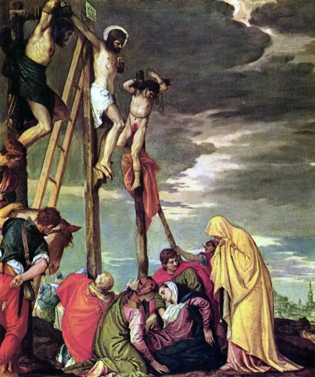 Jesus crucificado entre os ladrões,1x freebetpintura1x freebetVeronese, século 16