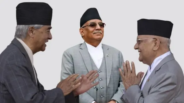 नेताहरू देउवा, प्रचण्ड र ओलीको कोलाज गरिएको तस्बिर