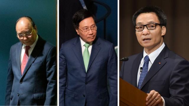 Từ trái qua: Chủ tịch nước Nguyễn Xuân Phúc, Phó Thủ tướng Phạm Bình Minh, Phó Thủ tướng Vũ Đức Đam đều mất chức khi để xảy ra tiêu cực trong cơ quan do mình quản lý
