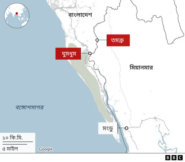 কক্সবাজার ও রাখাইনের ম্যাপ