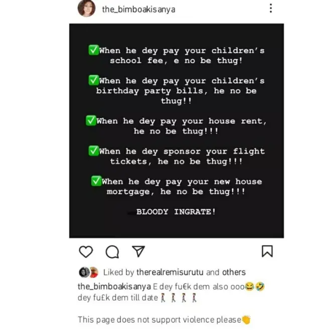 Ọrọ ti Dayo Amusa kọ, eyi ti Bimbo Akinsanya gbe sita 