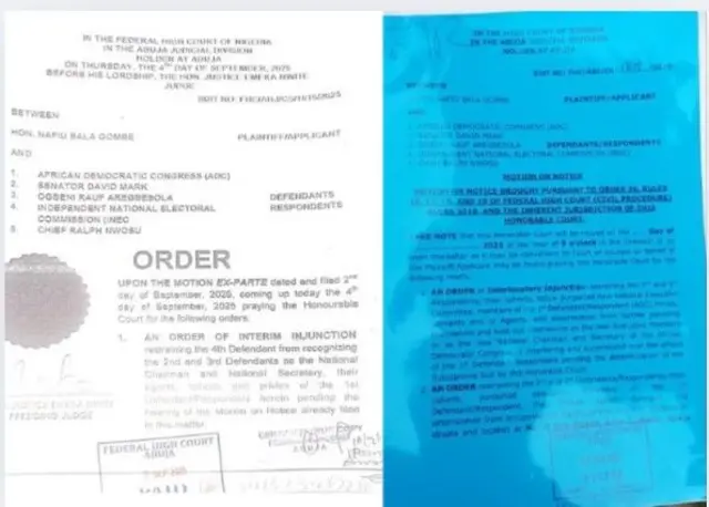 Iwe idajọ meji to kede pe ki David Mark ati Rauf Aregbesola mase pe ara wọn ni adari ẹgbẹ ADC mọ