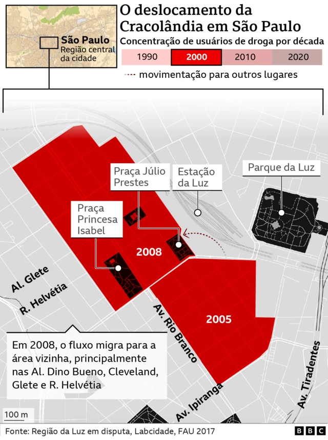 Mapasuperbet apostasonde se concentrava o fluxo da Cracolândia nos anos 2000