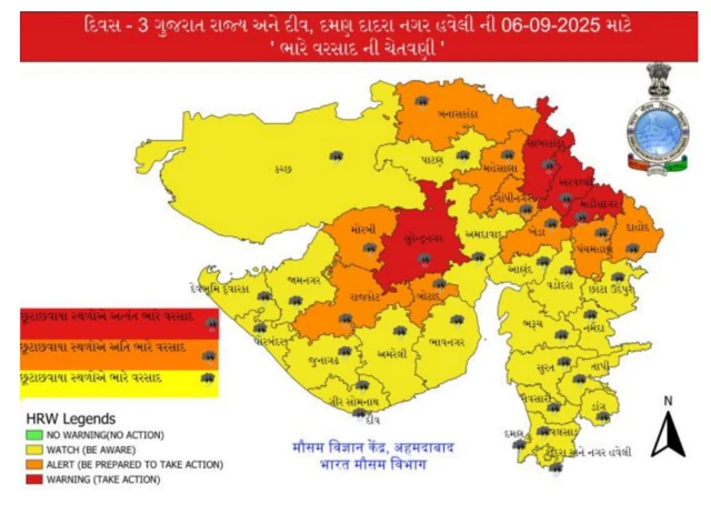 બીબીસી ગુજરાતી હવામાન વરસાદ ચોમાસું રેડ ઍલર્ટ બુલેટિન સૌરાષ્ટ્ર કચ્છ