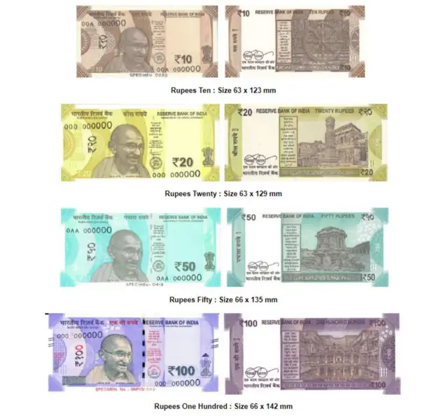 રૂ. 10થી રૂ. 100ની ચલણી નોટો