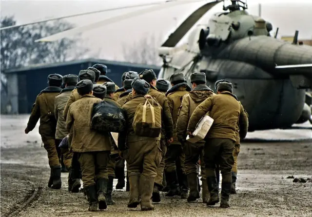 Российские солдаты в Чечне