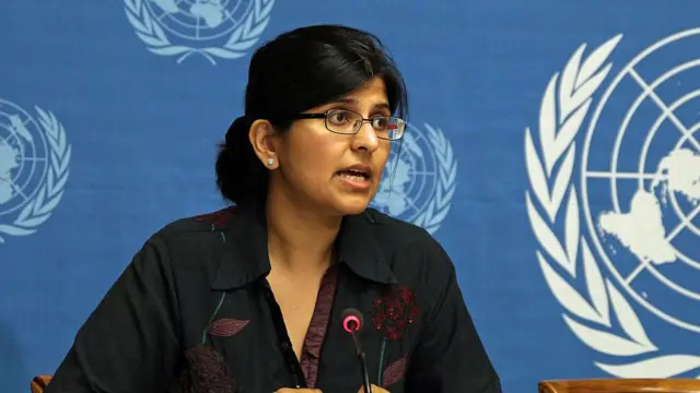 လူ့အခွင့်အရေး ဆိုင်ရာ မဟာမင်းကြီး ဗော်လ်ကာ တုခ်ရဲ့ ပြောခွင့်ရ မစ္စ ရာဗီနာ ရှာမာဒါဆာနီ 