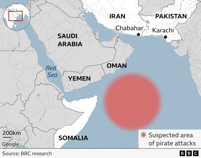 Maapu to n ṣafihan awọn agbegbe tawọn janduku ori omi ti n ṣọṣẹ julọ lori okun Arabia.