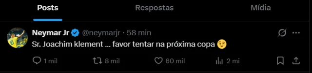 Tuíte de Neymar