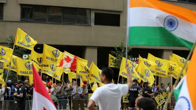 कनाडा में ख़ालिस्तान समर्थकों का प्रदर्शन