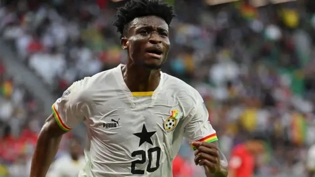 Mohammed Kudus celebrates scoring for Ghana against South Korea at the 2022 World Cup