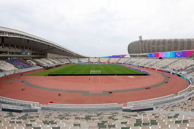 Vue générale à l'intérieur du stade Annexe Olympique du Complexe Moulay Abdellah de Rabat lors du match de la Coupe du Monde Féminine U-17 de la FIFA, Maroc 2025 entre la Corée et le Maroc, le 28 octobre 2025.