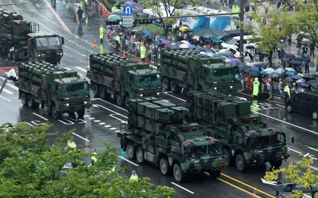 국군의 날 시가행진에 등장한 천궁, 패트리어트 등 3축체계 핵심무기