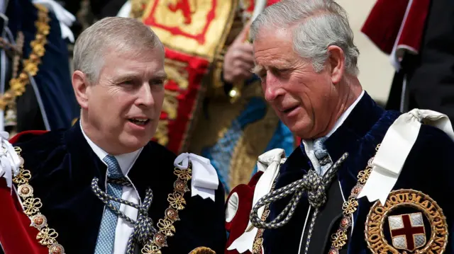 Prince Andrew and the King at the Order of Garter parade