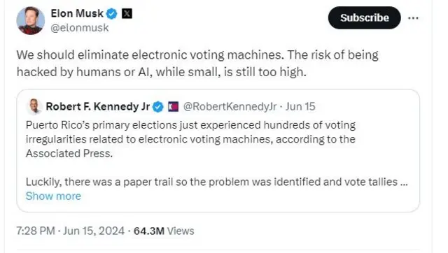 एलन मस्क का ट्वीट