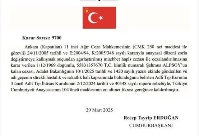 Resmi Gazete'de yayımlanan Erdoğan imzalı karar. 