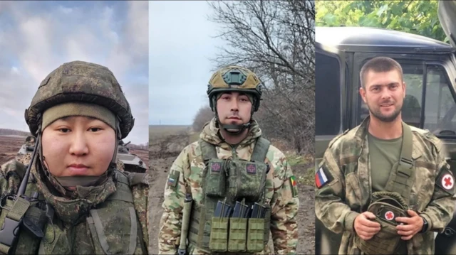 Aldar Bairov , Okhunjon Rustamov và Igor Babych (từ trái sang) đều thiệt mạng trong một cuộc không kích vào ngày 20/2/2024