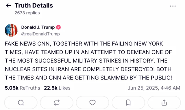 Пост Трампа в Truth Social