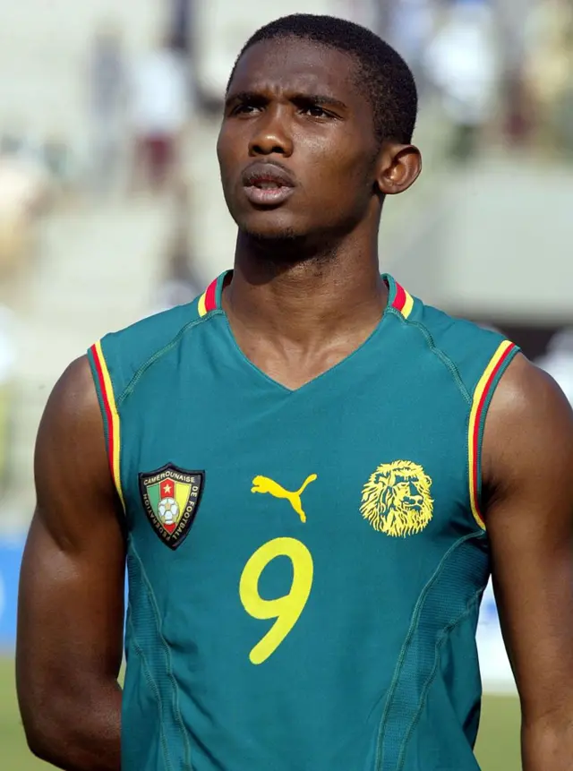 Portrait de Samuel Eto'O Fils pris le 04 février 2002 à Sikasso avant le match de quart de finale entre le Cameroun et l'Egypte comptant pour la XXIIIème Coupe d'Afrique des Nations Mali 2002.