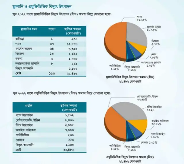 বাংলাদেশের বিদ্যুৎ উৎপাদনের চিত্র