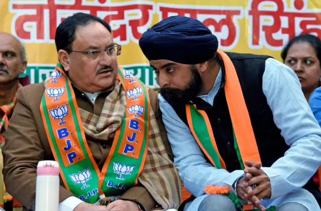 तेजिंदर सिंह बग्गा और बीजेपी अध्यक्ष जेपी नड्डा