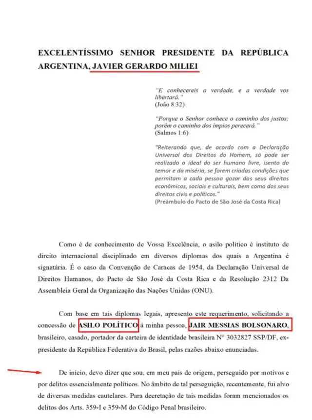 Página com texto dirigido a Milei