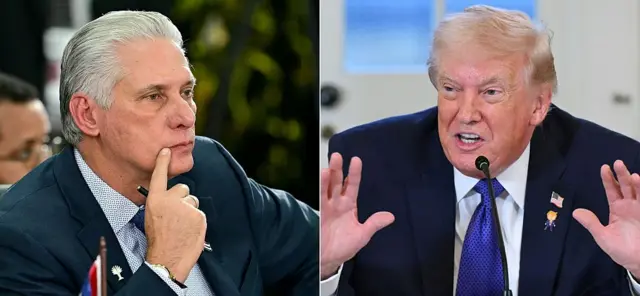 Chủ tịch Cuba Miguel Diaz-Canel (trái) và Tổng thống Mỹ Donald Trump (phải)