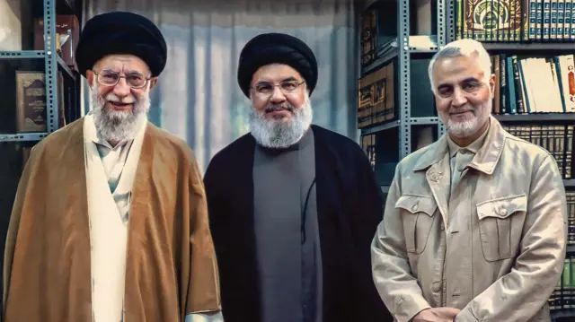 علی خامنه‌ای، حسن نصرالله و قاسم سلیمانی