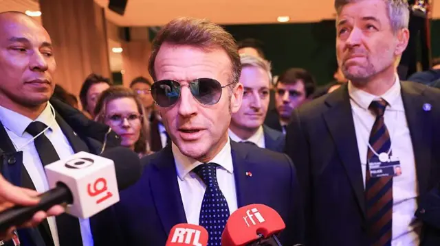 Prezydent Francji Emmanuel Macron podczas Światowego Forum Ekonomicznego (WEF) w Davos w Szwajcarii, we wtorek 20 stycznia 2026 roku.