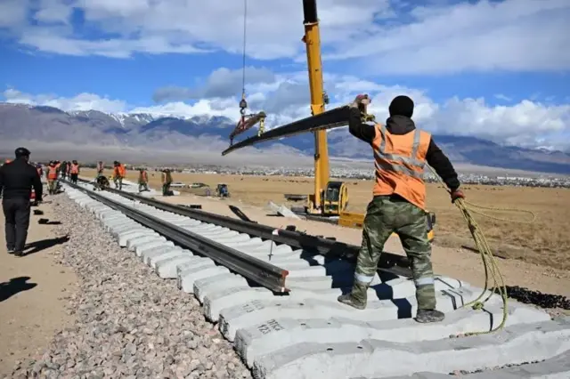 Хитой–Қирғизистон–Ўзбекистон темир йўли қурилиши. 